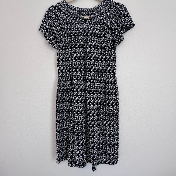 Ann Taylor Loft Eyelet Smocked Yoke Swing Dress, Size Small - Picture 2 of 9